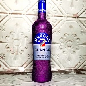 Upscale Empty Glitter Brugal Liquor Bottle